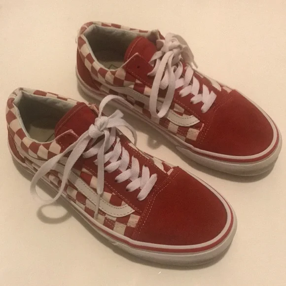 Vans Shoes Vans Old Skool Red Checkered Off The Wall Shoe Mens